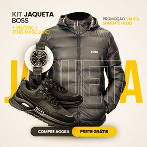 SUPER KIT BOSS - JAQUETA PUFFER + TÊNIS + RELÓGIO