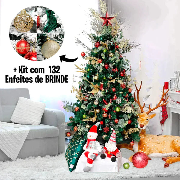 Árvore de Natal Retrátil Mágica com Controle Remoto e Luz Led + Brinde 132 Enfeites